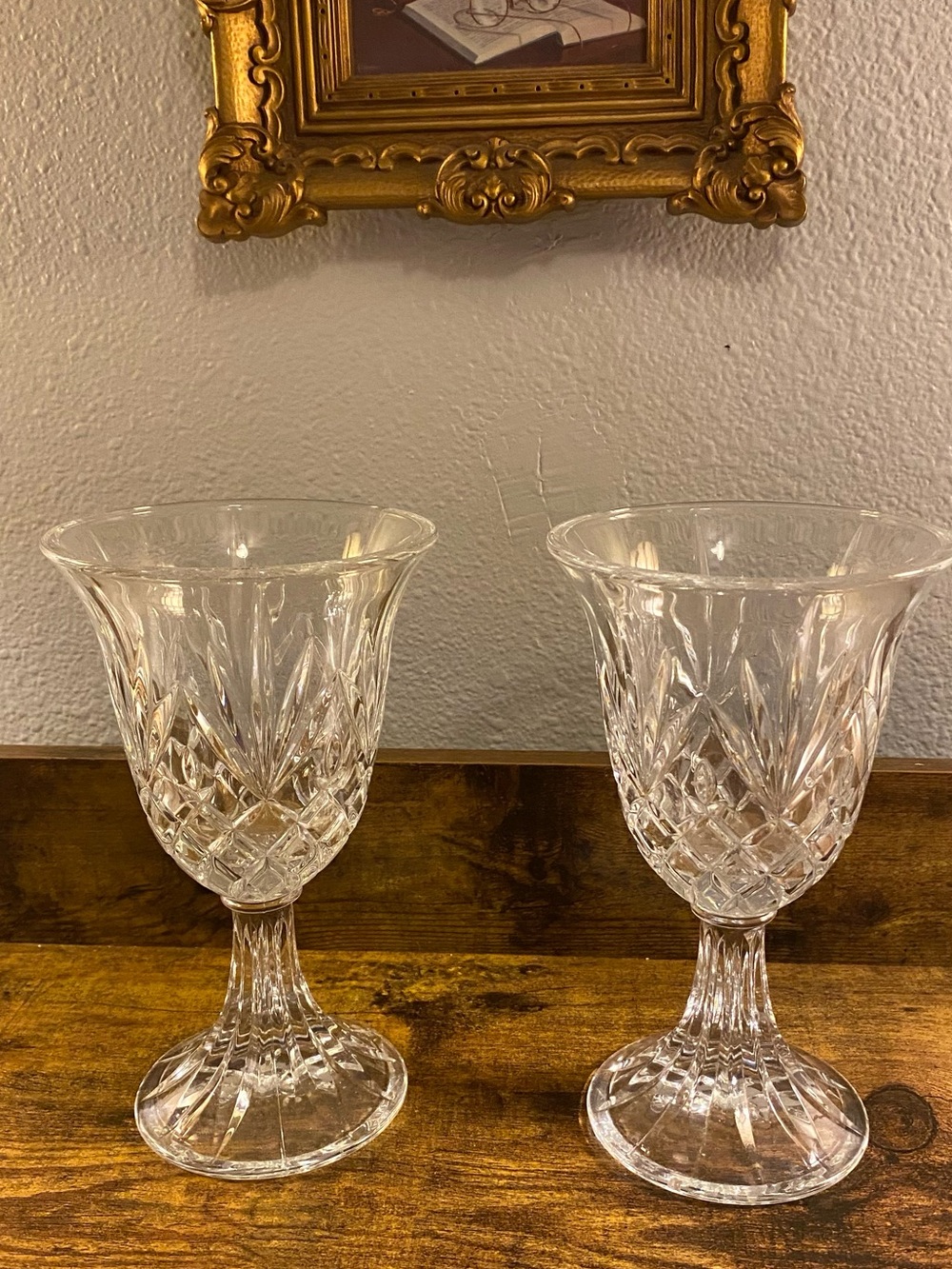 Crystal Cut Glass Tea Light/Votive Candle Holder- (Pair)